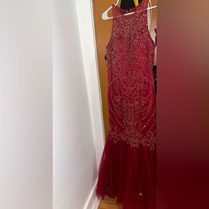 Beautiful beaded mermaid burgundy dress